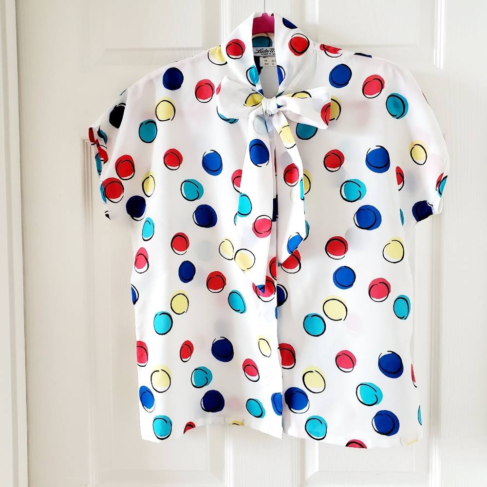 Lucky Winner Vintage Polka Dot Blouse. Size 14